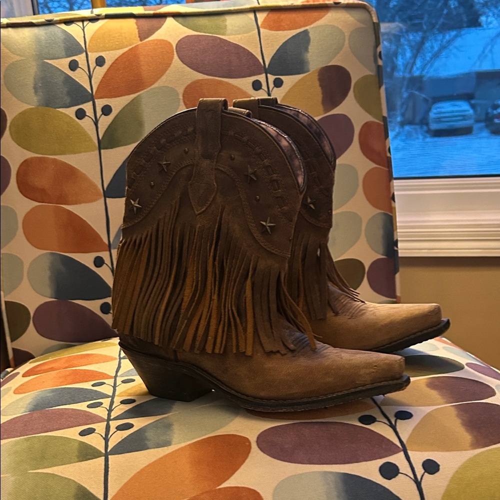 Brown Fringe Cowboy Boots